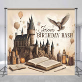 Aperturee - Aperturee Cartoon Castle Balloons Custom Birthday Backdrop